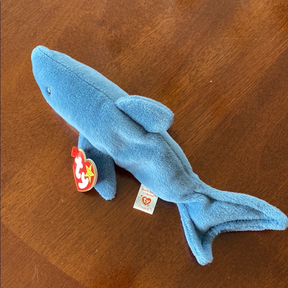Ty Blue Beanie Baby Plush Shark Toy